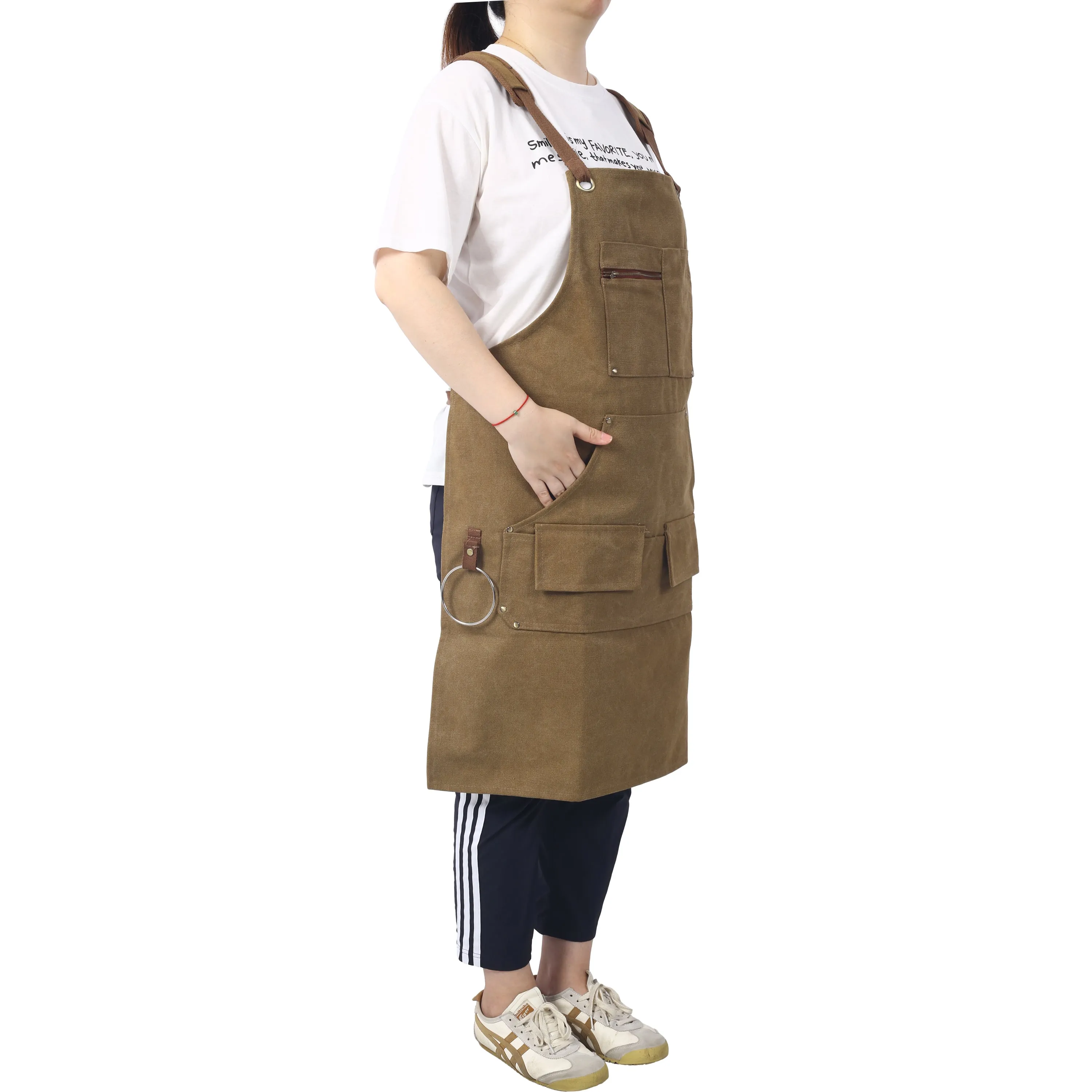 Long heavy-duty canvas tool apron, carpenter apron, carpen''ter 16 ounces, fully adjustable, no need for waxing