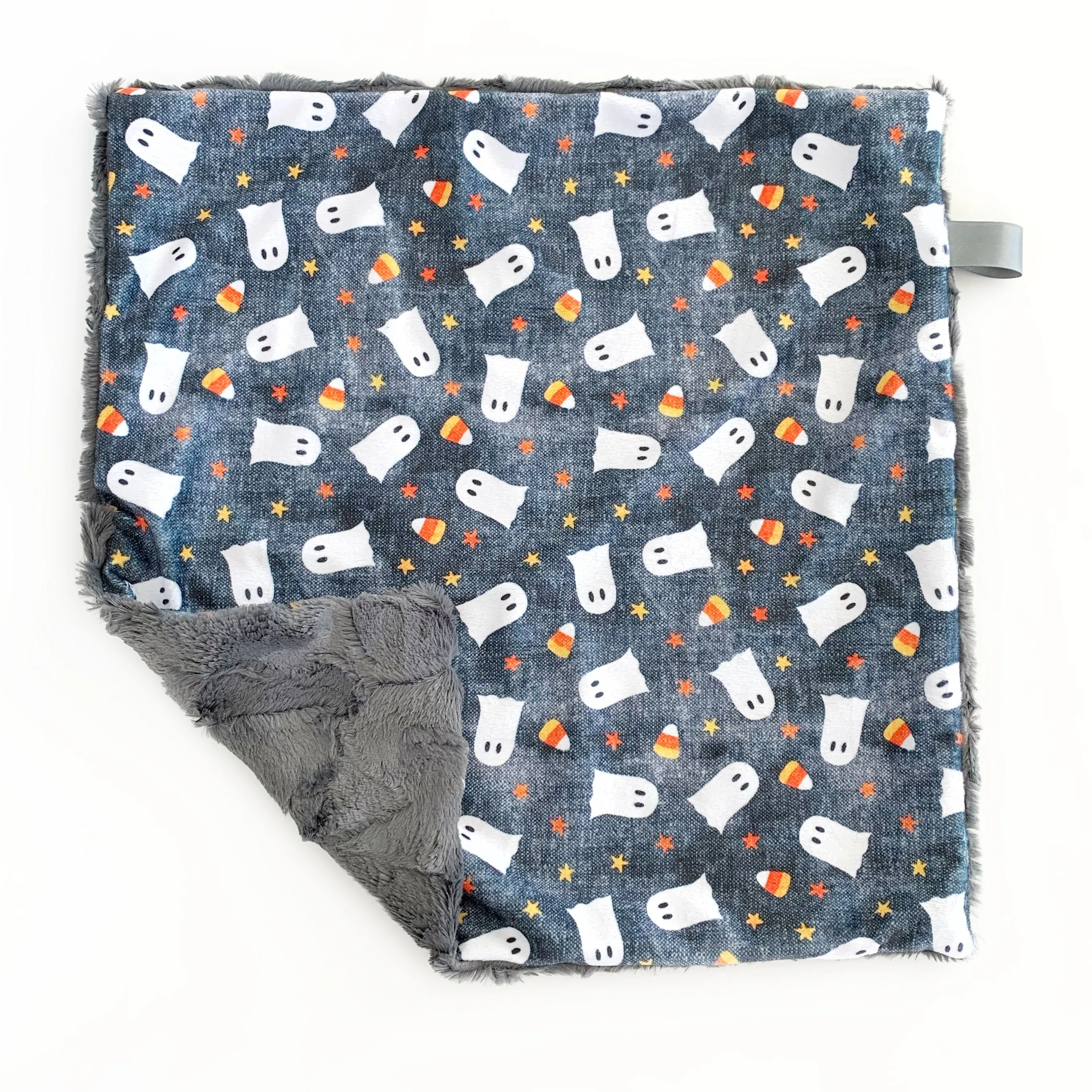 Lovey Blanket -  Ghosts & Candy Corn on Grey