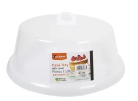 Luciano White Cake Tray With Cover 12x5" 2pc