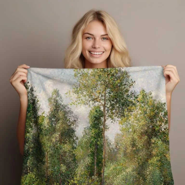 Luxurious Velveteen Blanket: 'Poplars at Eragny' by Camille Pissarro