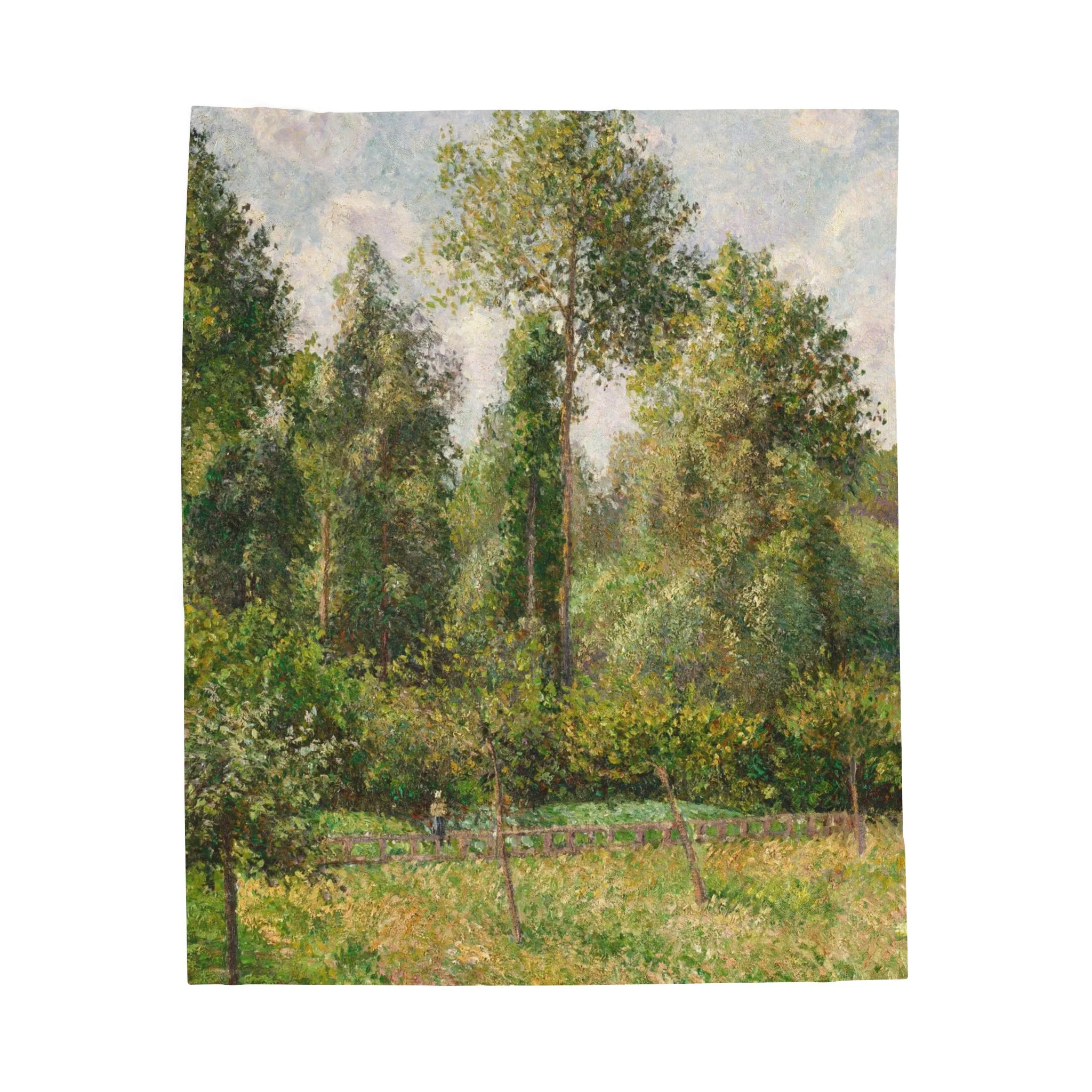 Luxurious Velveteen Blanket: 'Poplars at Eragny' by Camille Pissarro