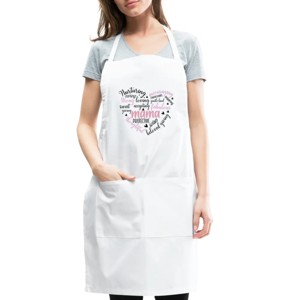 Mama Word Art Heart Adjustable Apron