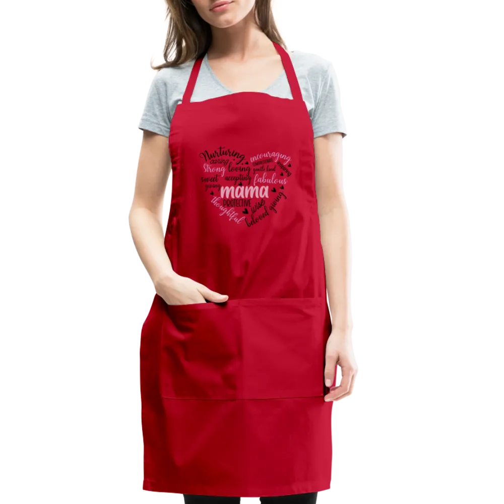 Mama Word Art Heart Adjustable Apron