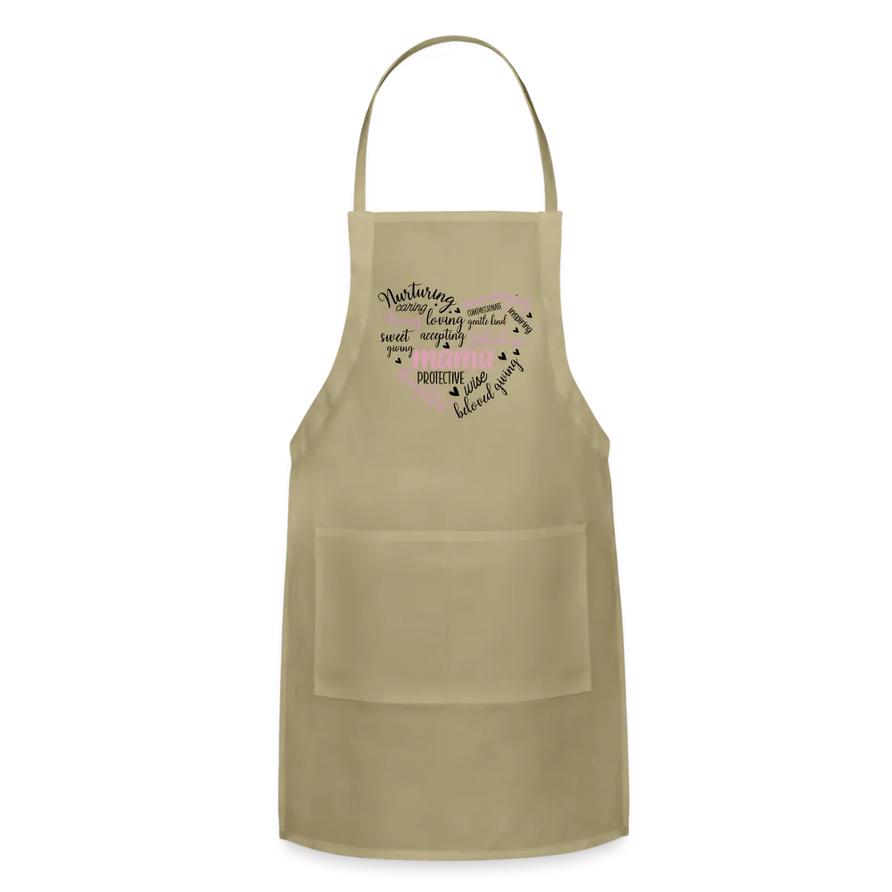 Mama Word Art Heart Adjustable Apron