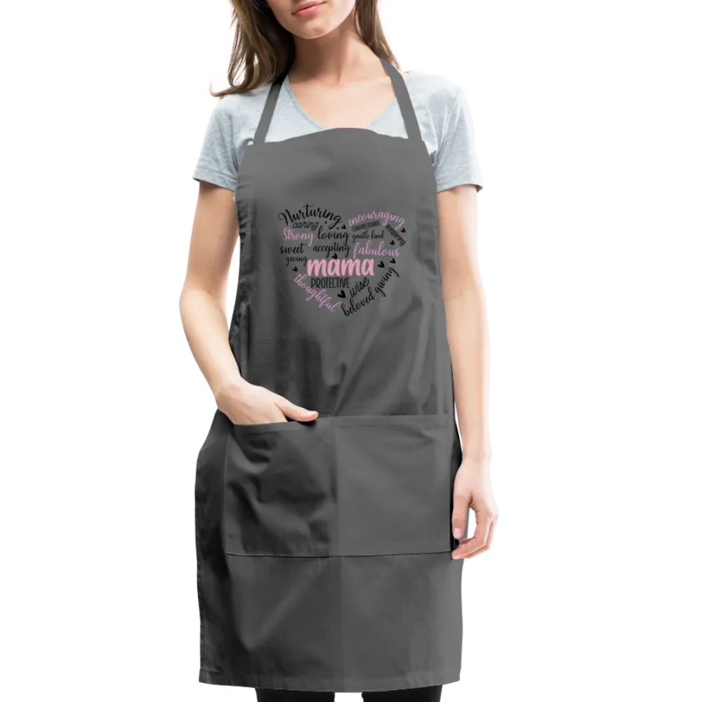 Mama Word Art Heart Adjustable Apron