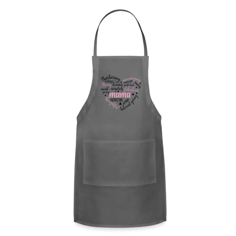 Mama Word Art Heart Adjustable Apron