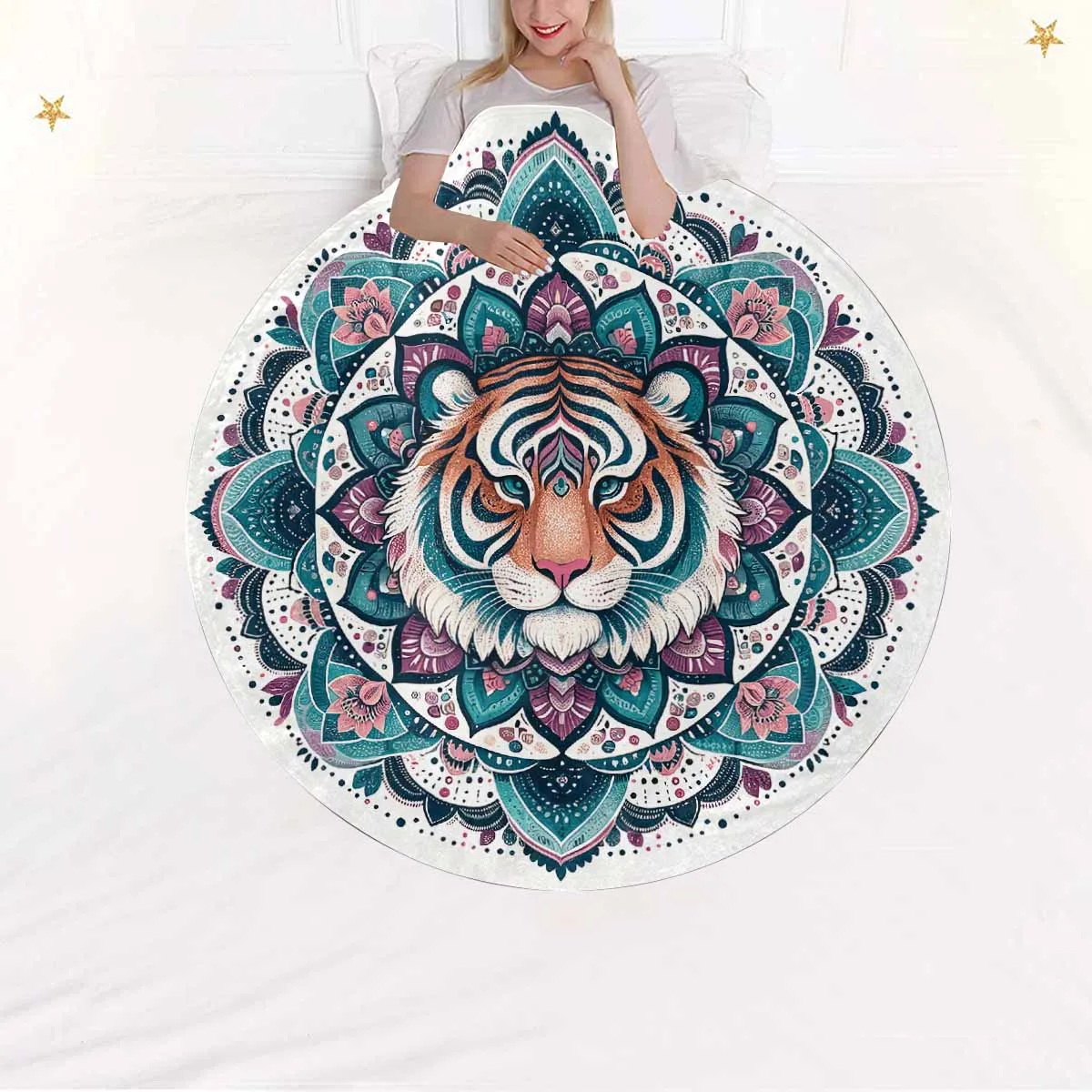 Mandella_Tiger_Awd35141  Circular Micro Fleece Blanket 47"