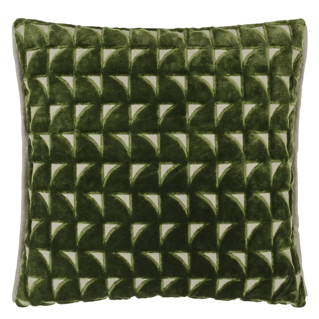 Marquise Fern Velvet Throw Pillow by Designers Guild