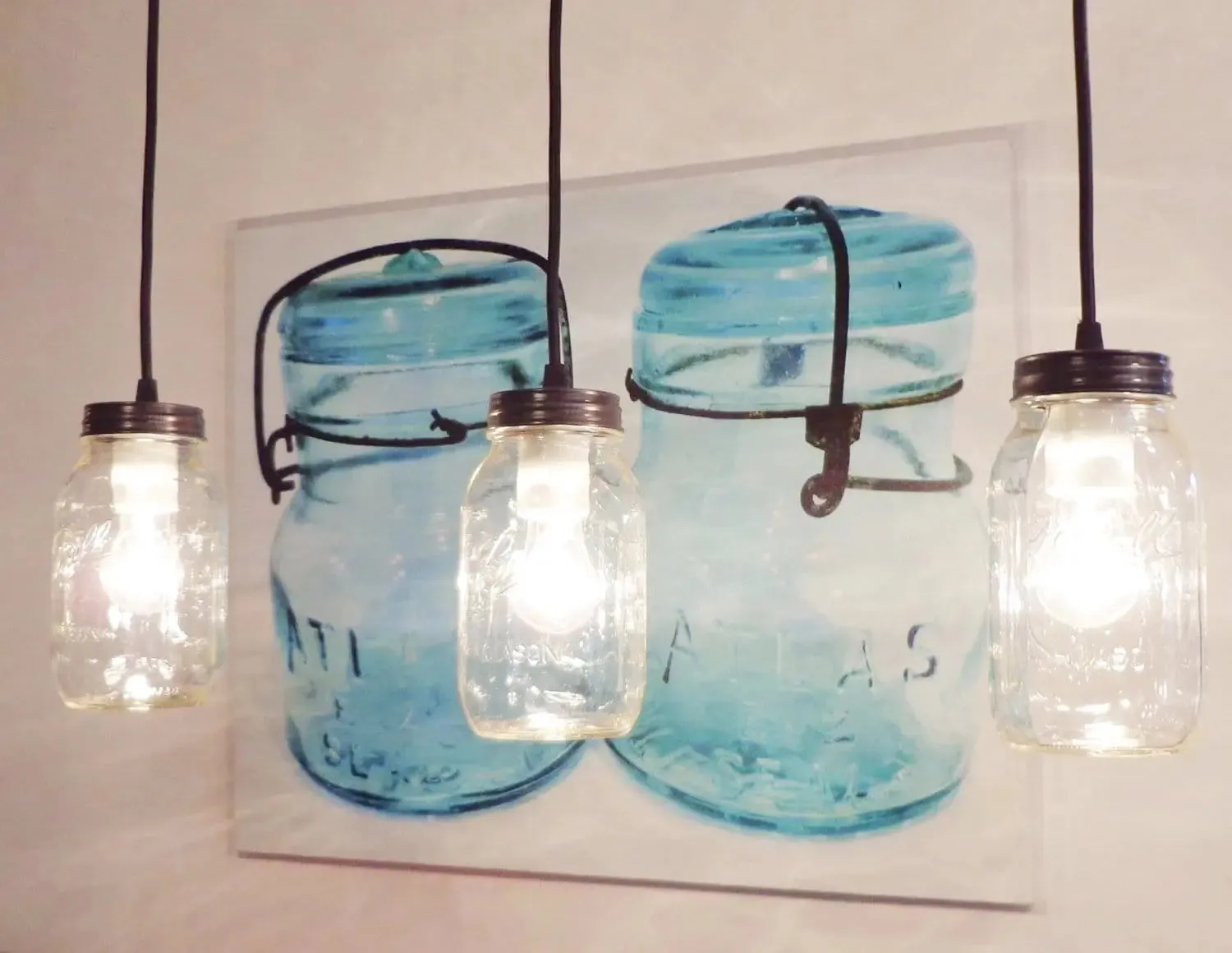 Mason Jar TRACK LIGHTING Pendant SINGLE New Quart