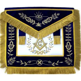 Masonic Master Mason Apron Bullion Hand Embroidered Vine Work