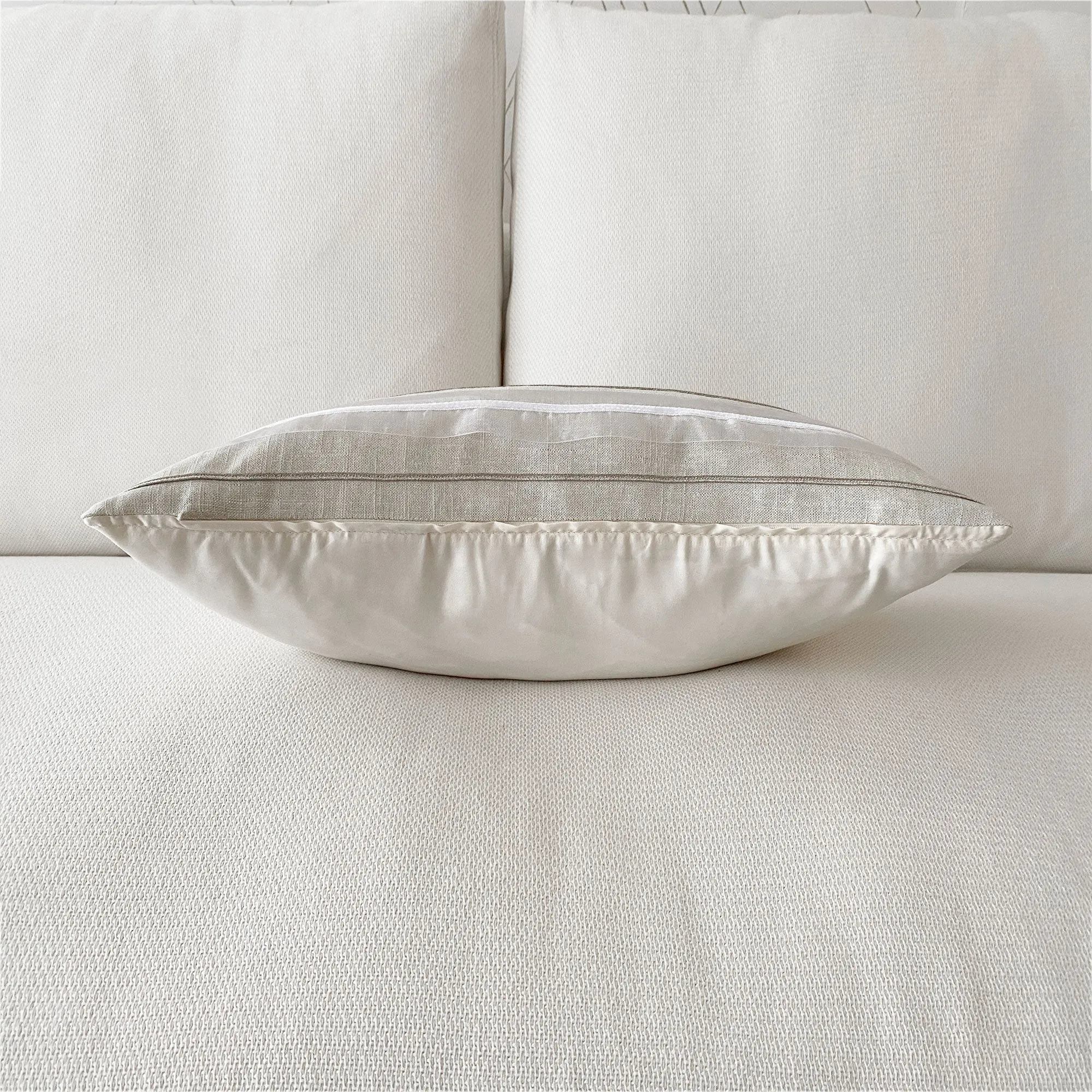 Metallic Silver Ribbon Lumbar Pillow Cover 13x22