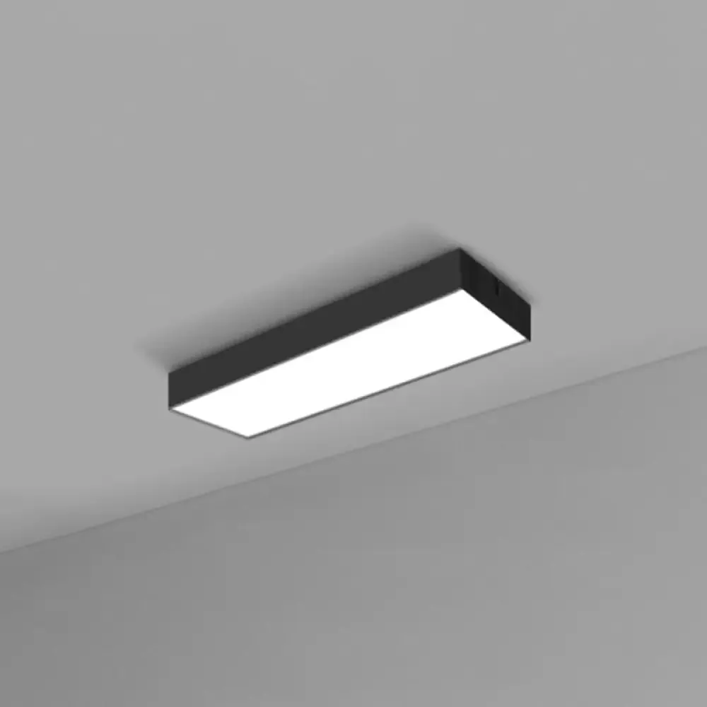 Modern Black Aluminum Office Ceiling Light - Rectangular Flush Mount Recessed Lighting