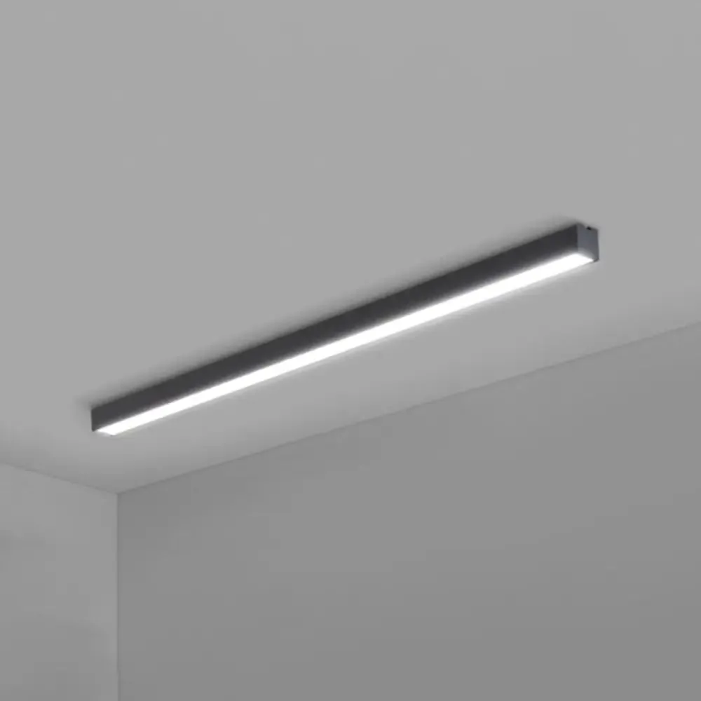 Modern Black Aluminum Office Ceiling Light - Rectangular Flush Mount Recessed Lighting