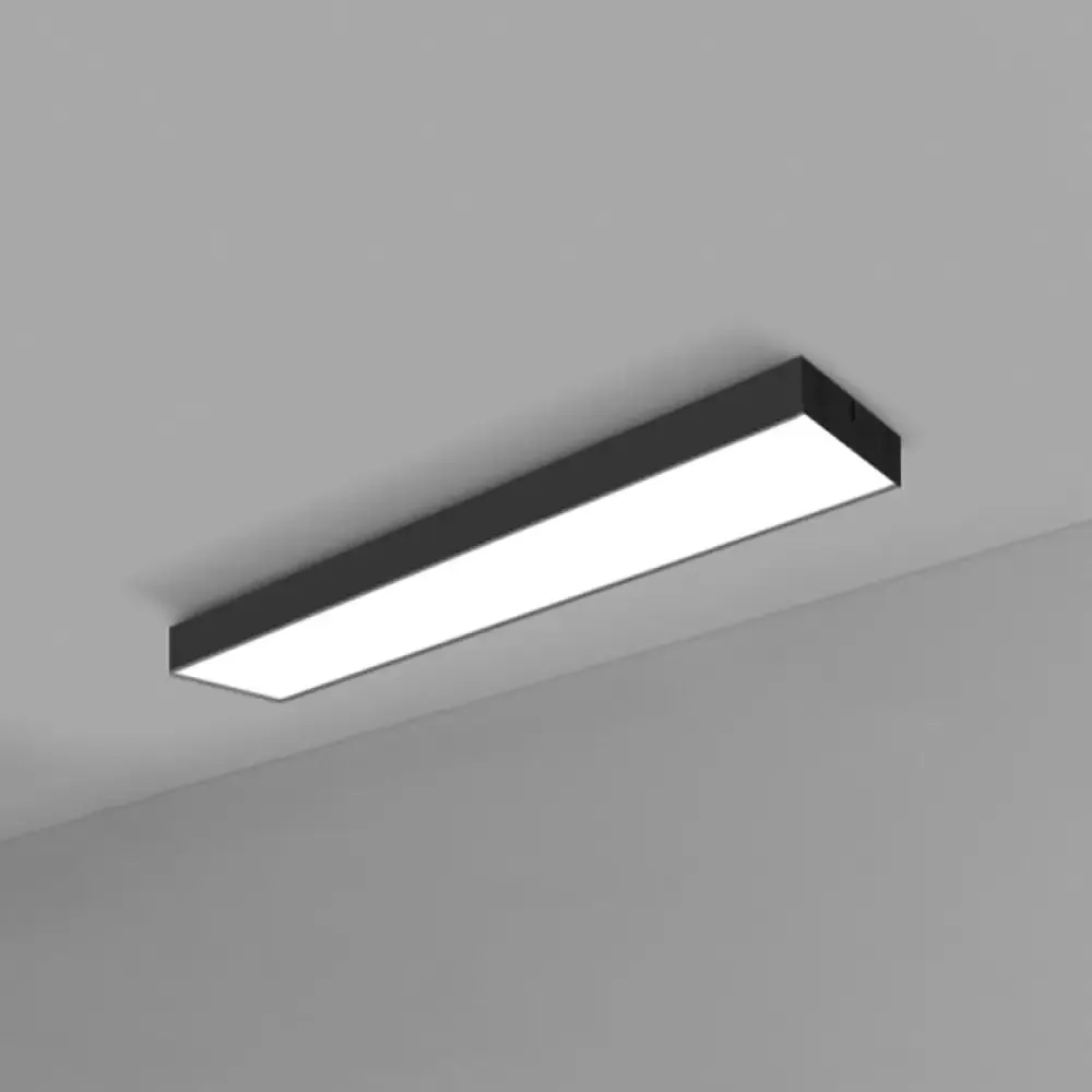 Modern Black Aluminum Office Ceiling Light - Rectangular Flush Mount Recessed Lighting