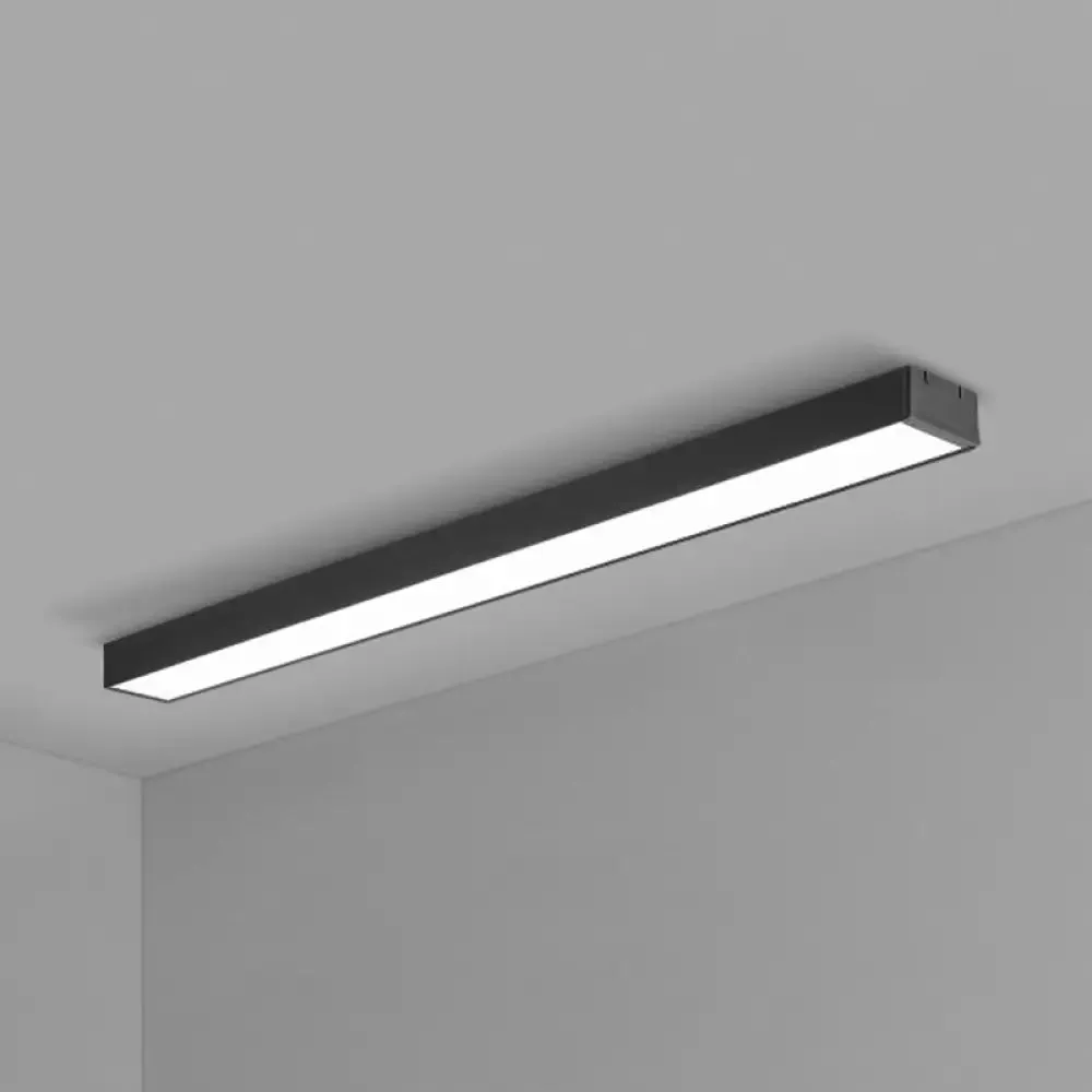 Modern Black Aluminum Office Ceiling Light - Rectangular Flush Mount Recessed Lighting