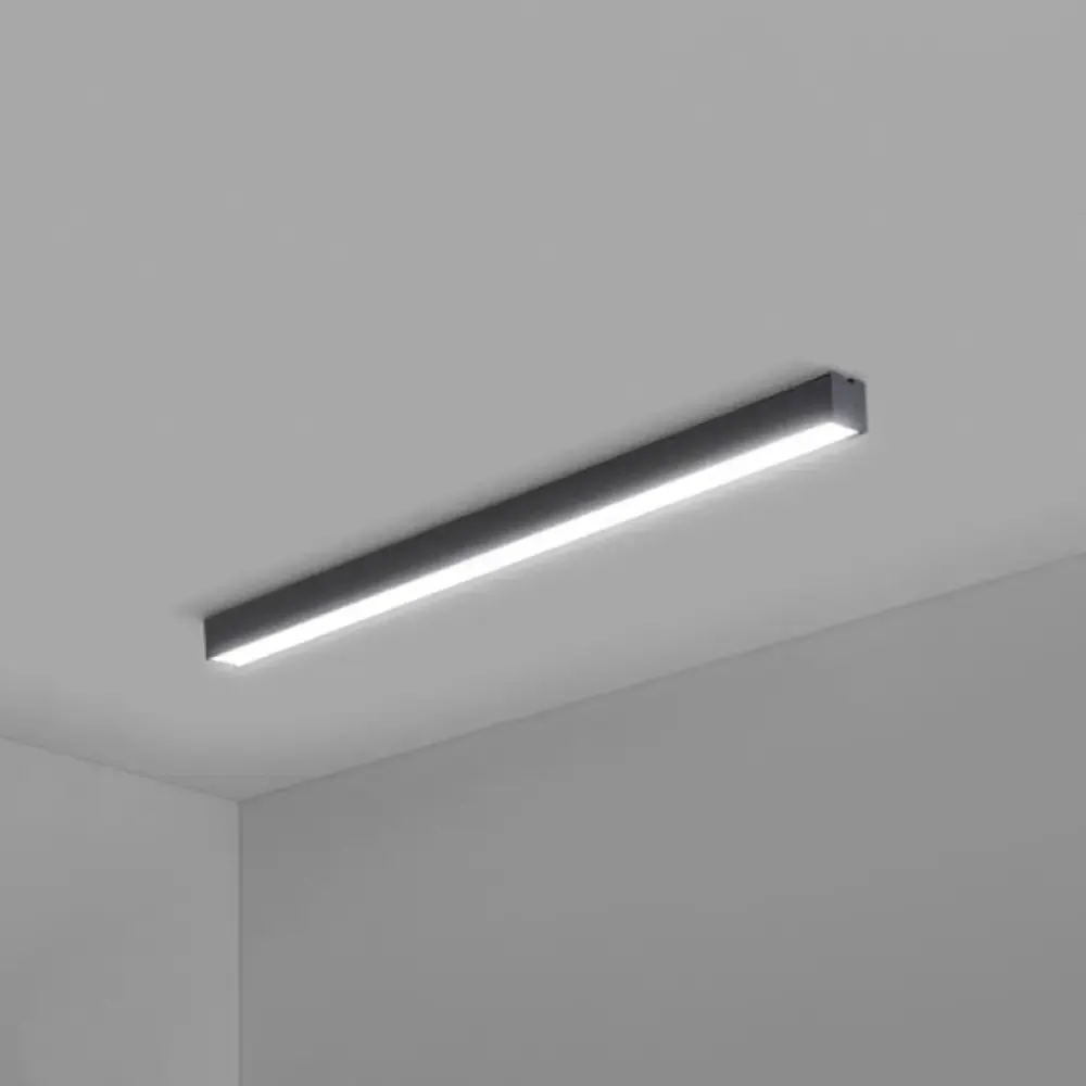 Modern Black Aluminum Office Ceiling Light - Rectangular Flush Mount Recessed Lighting