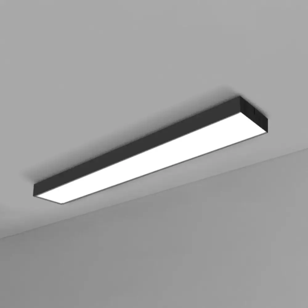 Modern Black Aluminum Office Ceiling Light - Rectangular Flush Mount Recessed Lighting