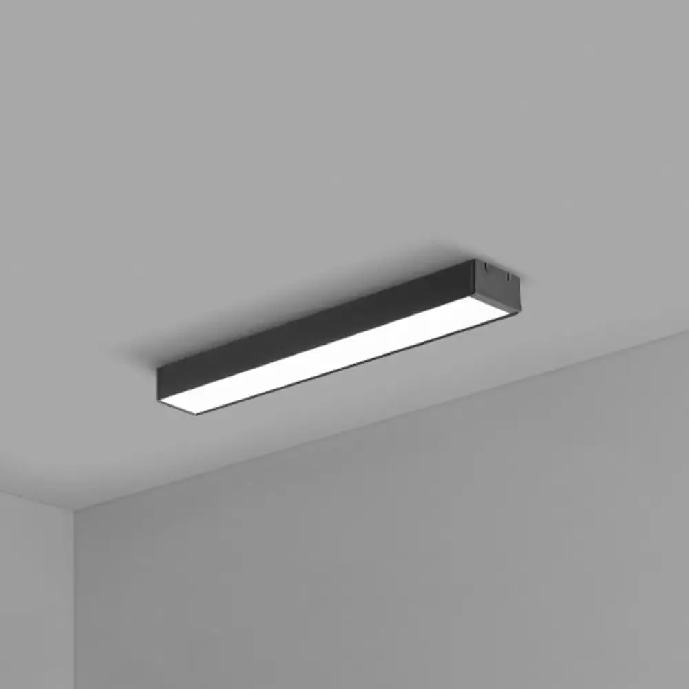 Modern Black Aluminum Office Ceiling Light - Rectangular Flush Mount Recessed Lighting