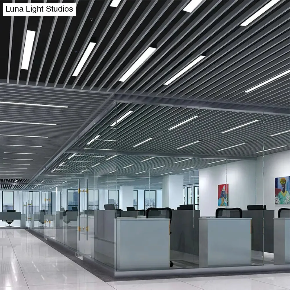 Modern Black Aluminum Office Ceiling Light - Rectangular Flush Mount Recessed Lighting