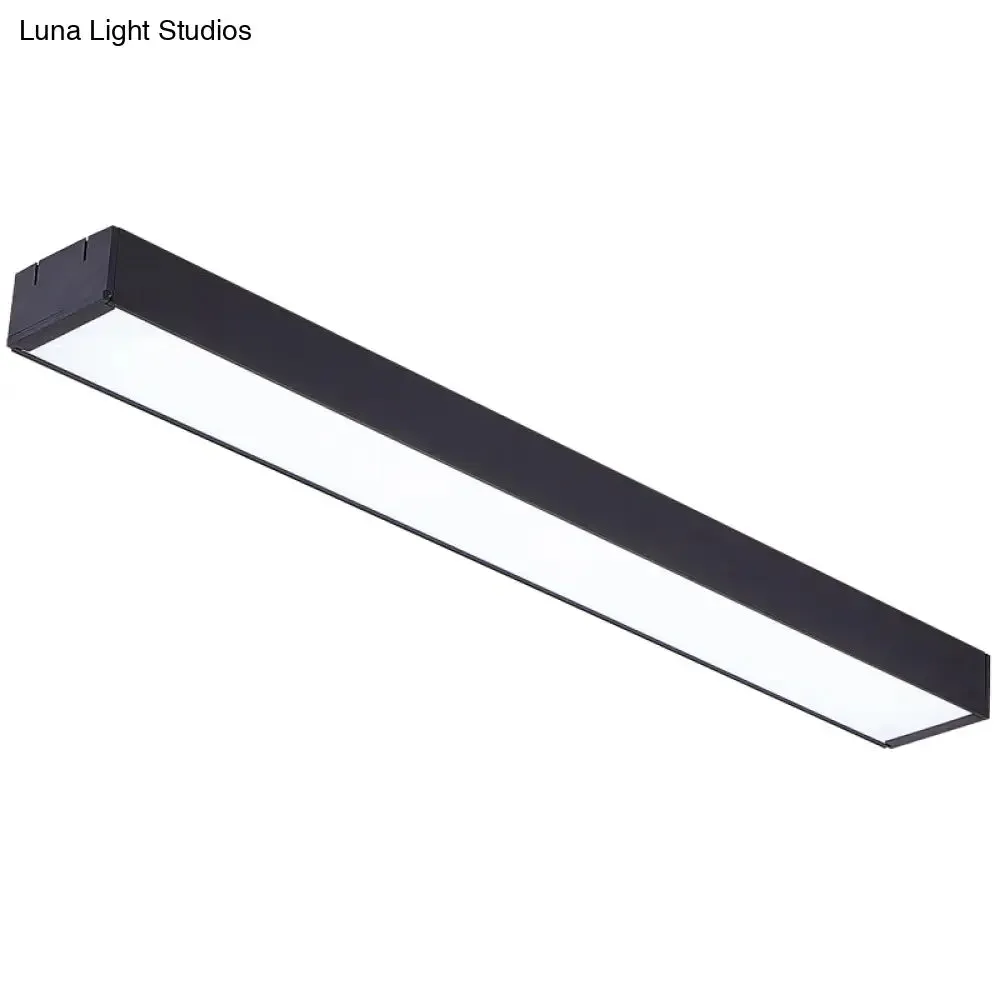 Modern Black Aluminum Office Ceiling Light - Rectangular Flush Mount Recessed Lighting