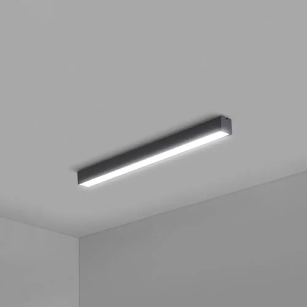 Modern Black Aluminum Office Ceiling Light - Rectangular Flush Mount Recessed Lighting