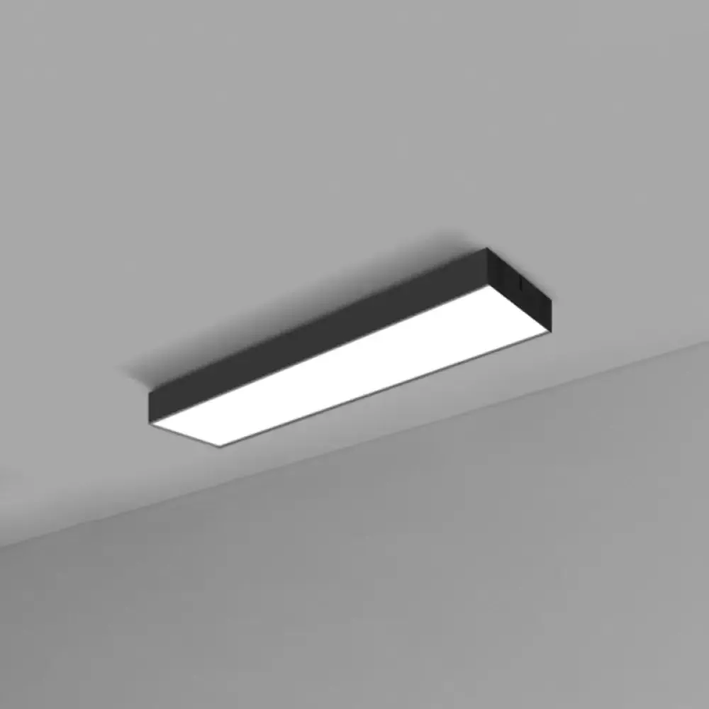 Modern Black Aluminum Office Ceiling Light - Rectangular Flush Mount Recessed Lighting