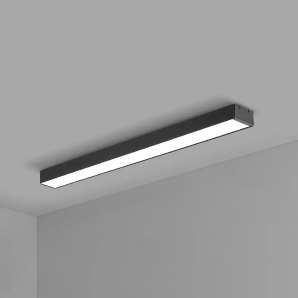 Modern Black Aluminum Office Ceiling Light - Rectangular Flush Mount Recessed Lighting