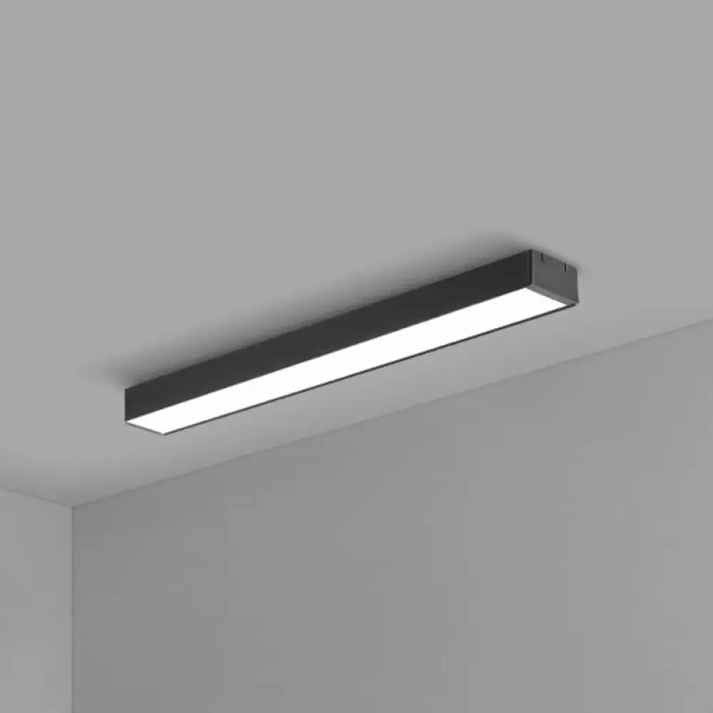 Modern Black Aluminum Office Ceiling Light - Rectangular Flush Mount Recessed Lighting