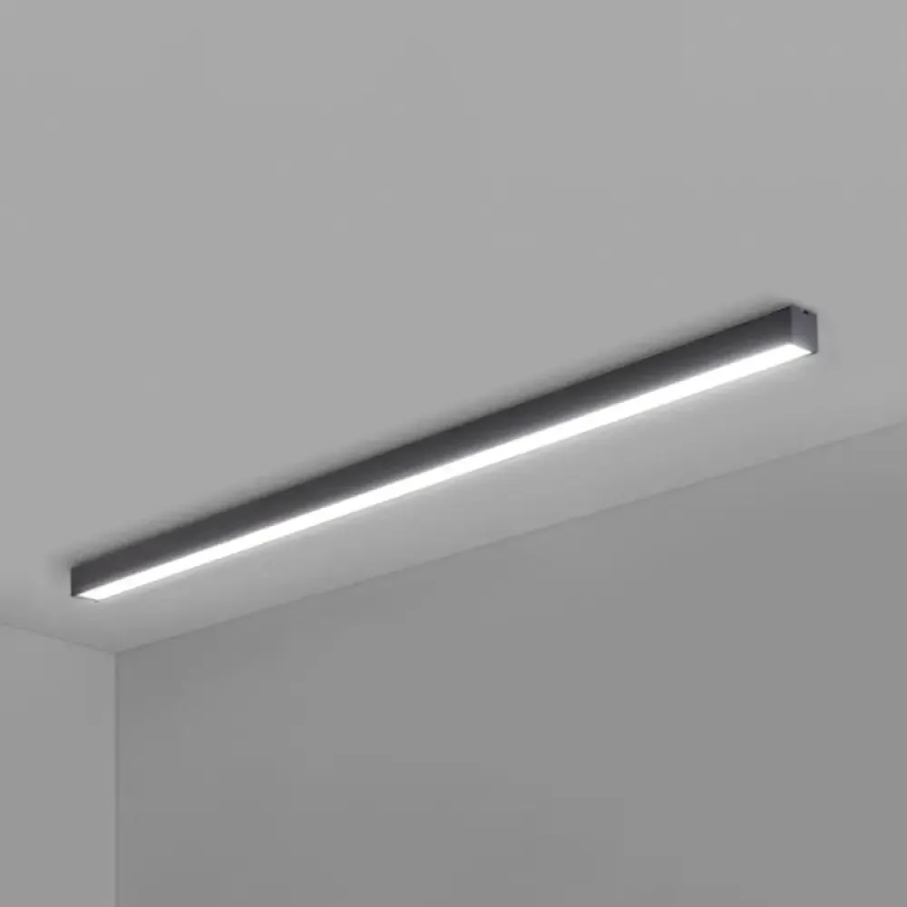 Modern Black Aluminum Office Ceiling Light - Rectangular Flush Mount Recessed Lighting