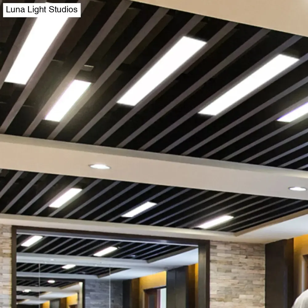 Modern Black Aluminum Office Ceiling Light - Rectangular Flush Mount Recessed Lighting