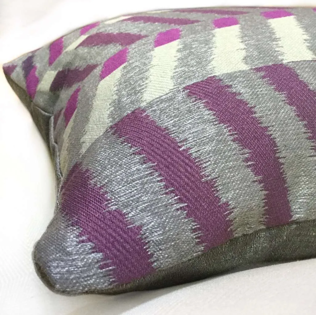 Modern Geometric Gray Purple Colorblock Chevron Zig Zag Pillow Cover