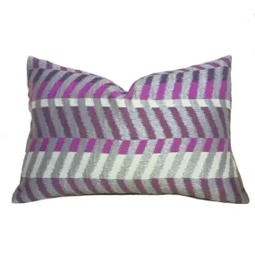 Modern Geometric Gray Purple Colorblock Chevron Zig Zag Pillow Cover