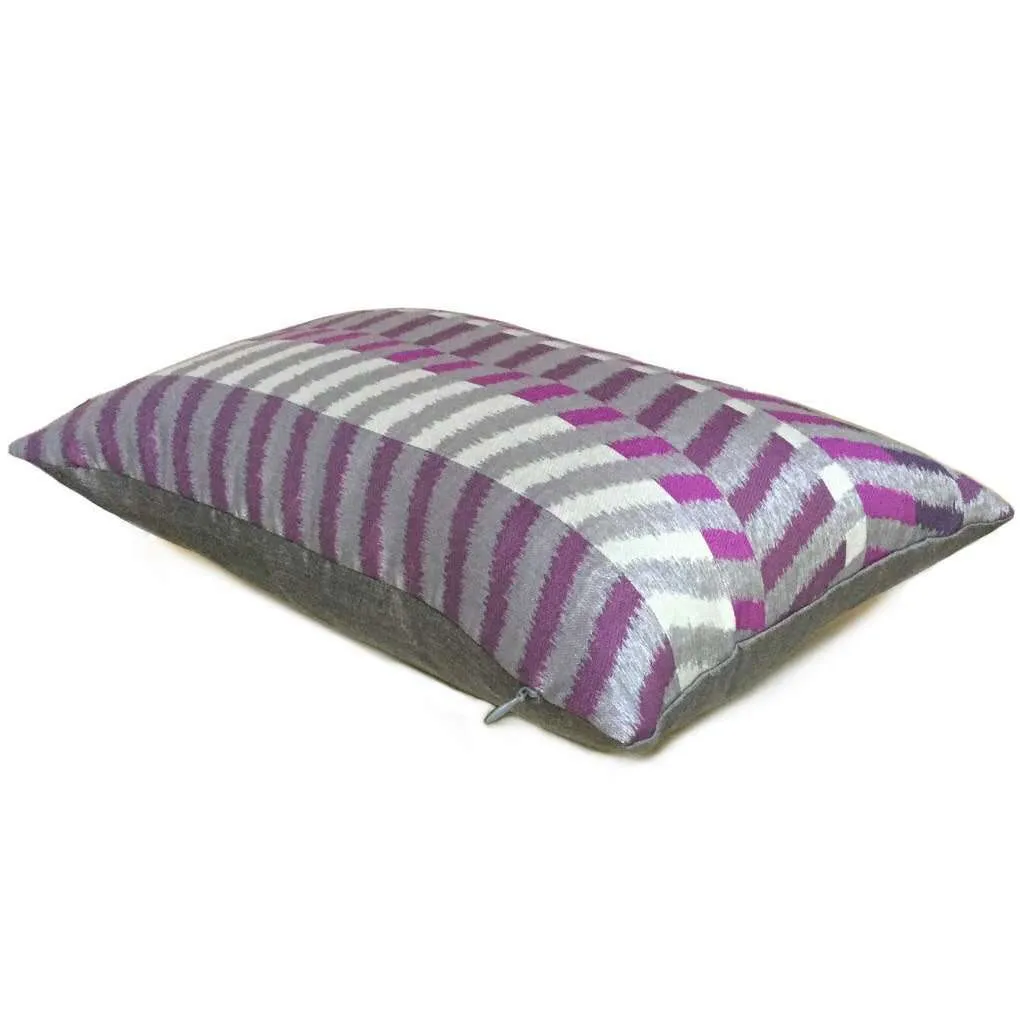 Modern Geometric Gray Purple Colorblock Chevron Zig Zag Pillow Cover