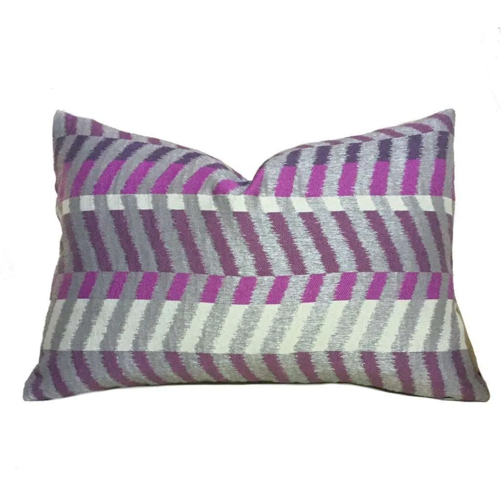 Modern Geometric Gray Purple Colorblock Chevron Zig Zag Pillow Cover