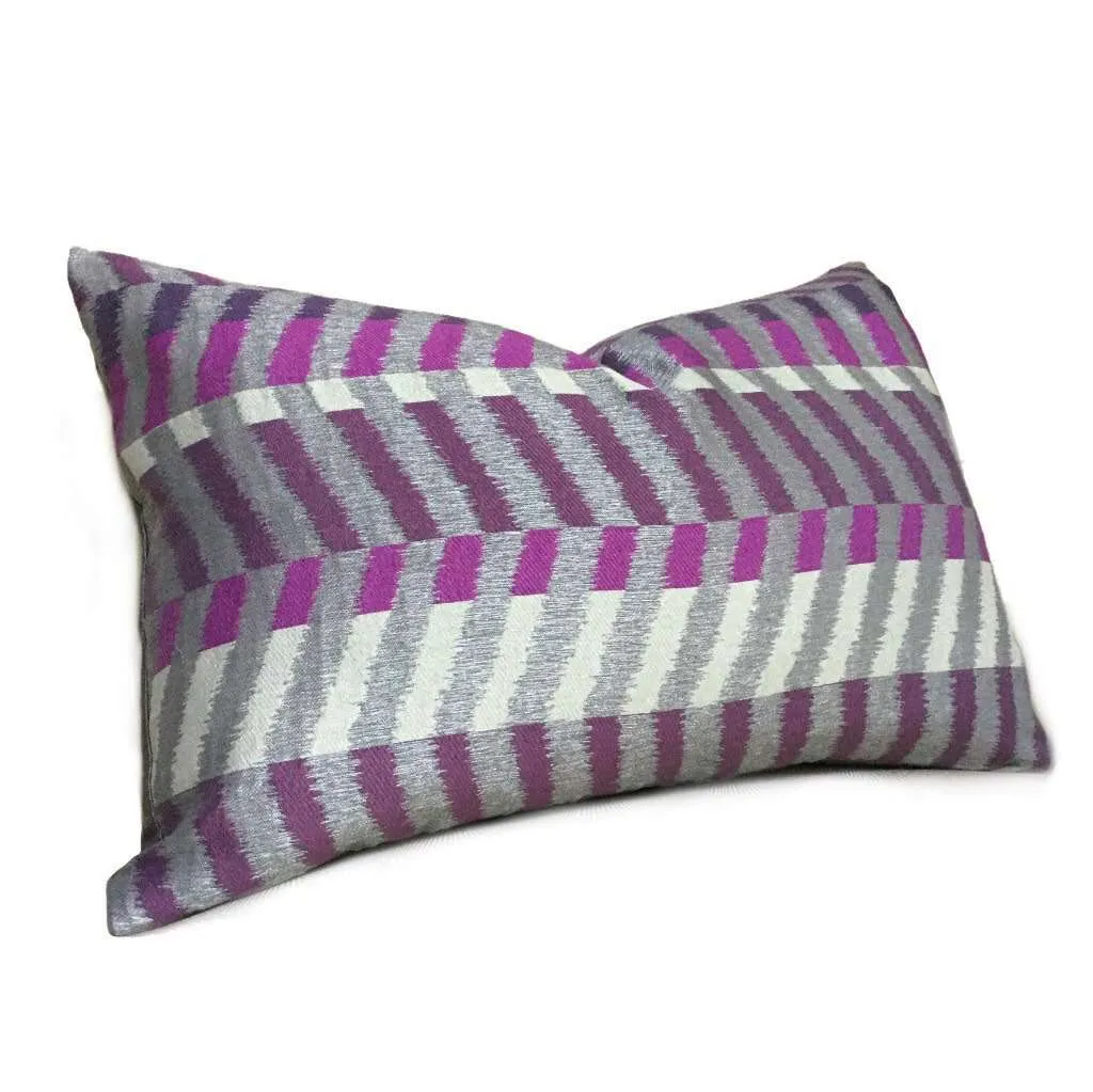 Modern Geometric Gray Purple Colorblock Chevron Zig Zag Pillow Cover