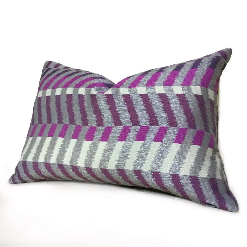 Modern Geometric Gray Purple Colorblock Chevron Zig Zag Pillow Cover