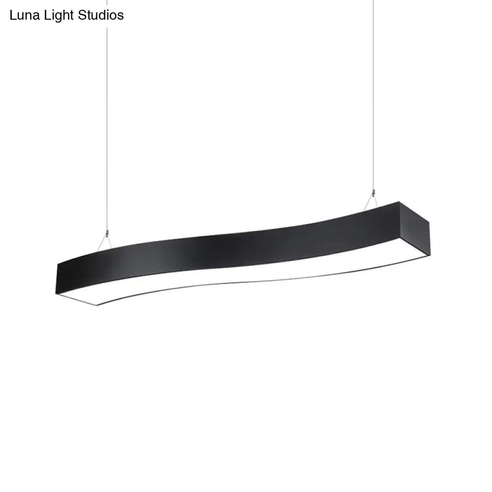 Modern LED Metal Wave Pendant Lamp with Recessed Diffuser - Black, Multiple Sizes Available