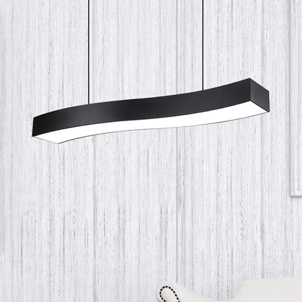 Modern LED Metal Wave Pendant Lamp with Recessed Diffuser - Black, Multiple Sizes Available