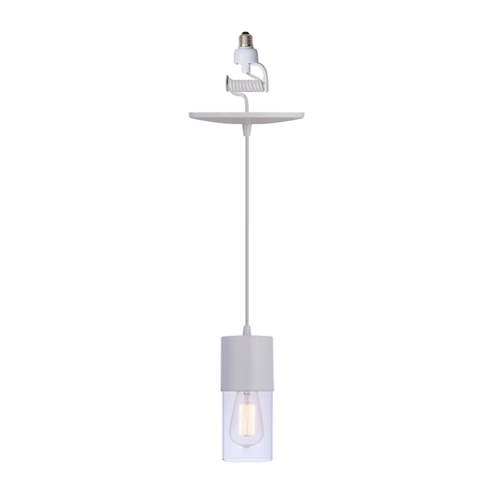 Modern White & Clear Cylinder Instant Pendant Recessed Can Conversion Kit