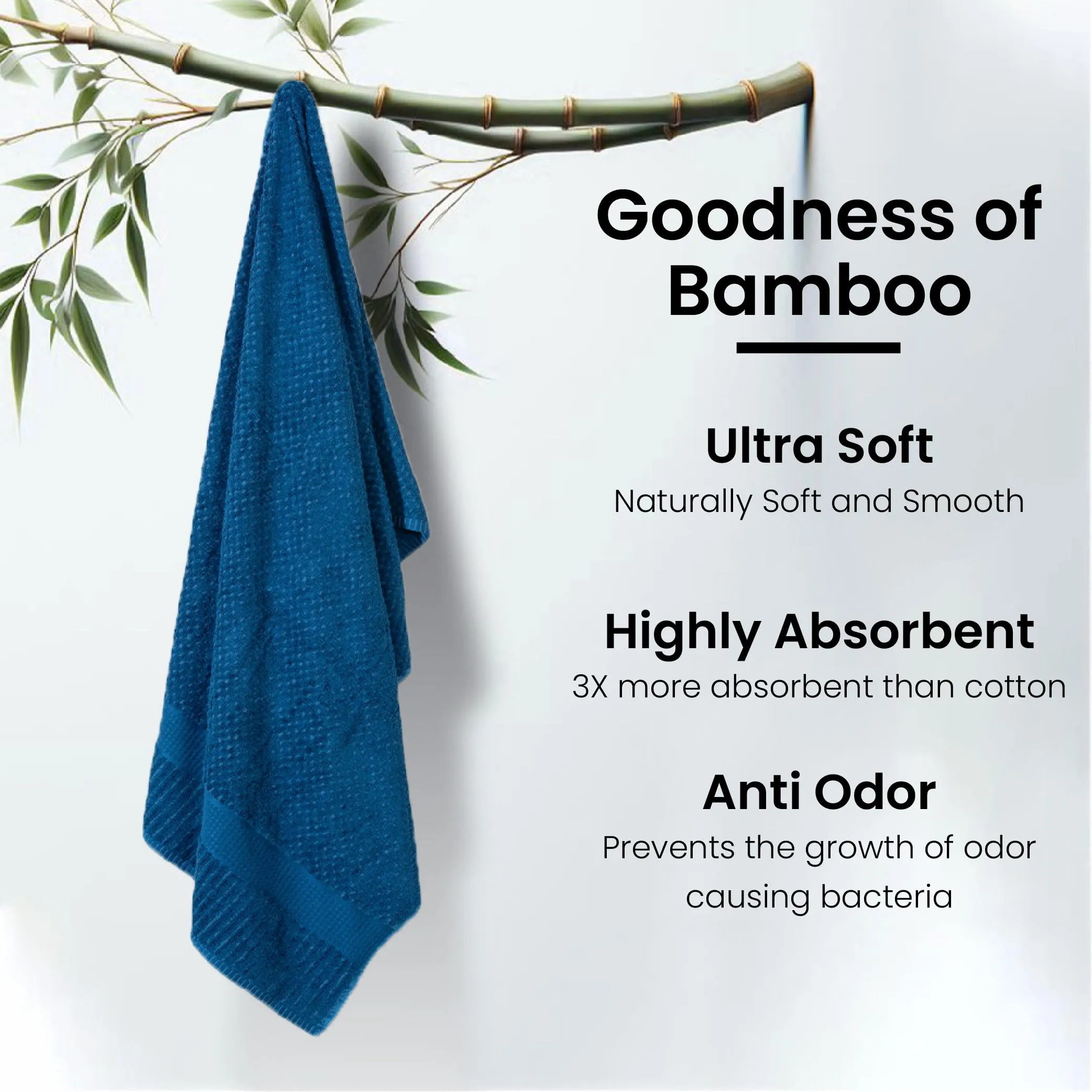 Mush Hearth & Haven Bamboo Towels for Bath Large Size | 450 GSM Bamboo Bath Towel for Men & Women | Soft, Highly Absorbent & Quick Dry | Pack of 2, 70 X 140 cms (Steel Blue & Teal)