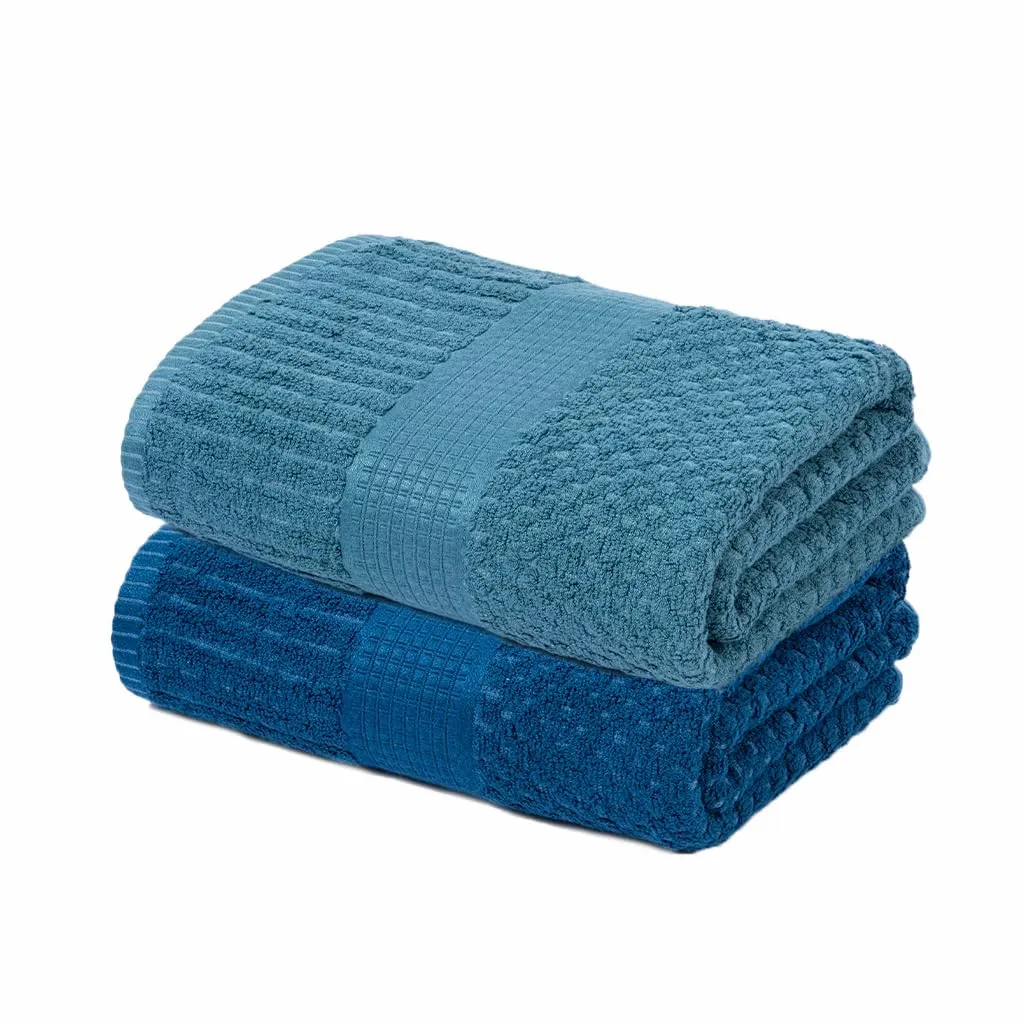 Mush Hearth & Haven Bamboo Towels for Bath Large Size | 450 GSM Bamboo Bath Towel for Men & Women | Soft, Highly Absorbent & Quick Dry | Pack of 2, 70 X 140 cms (Steel Blue & Teal)