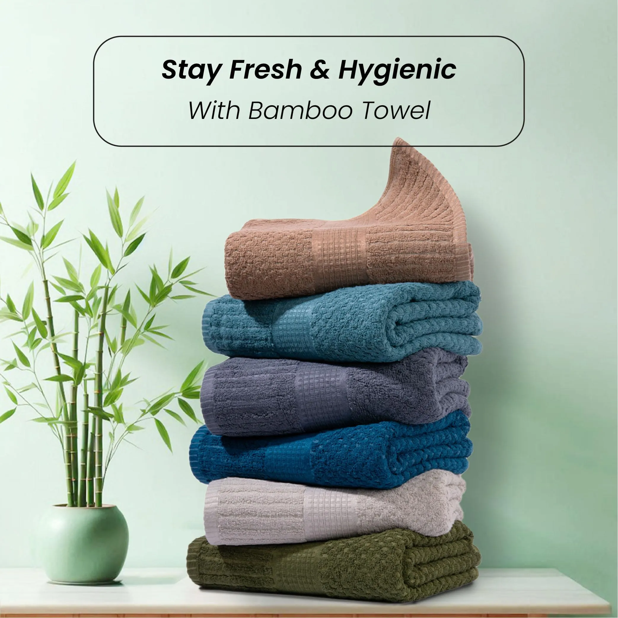 Mush Hearth & Haven Bamboo Towels for Bath Large Size | 450 GSM Bamboo Bath Towel for Men & Women | Soft, Highly Absorbent & Quick Dry | Pack of 2, 70 X 140 cms (Steel Blue & Teal)