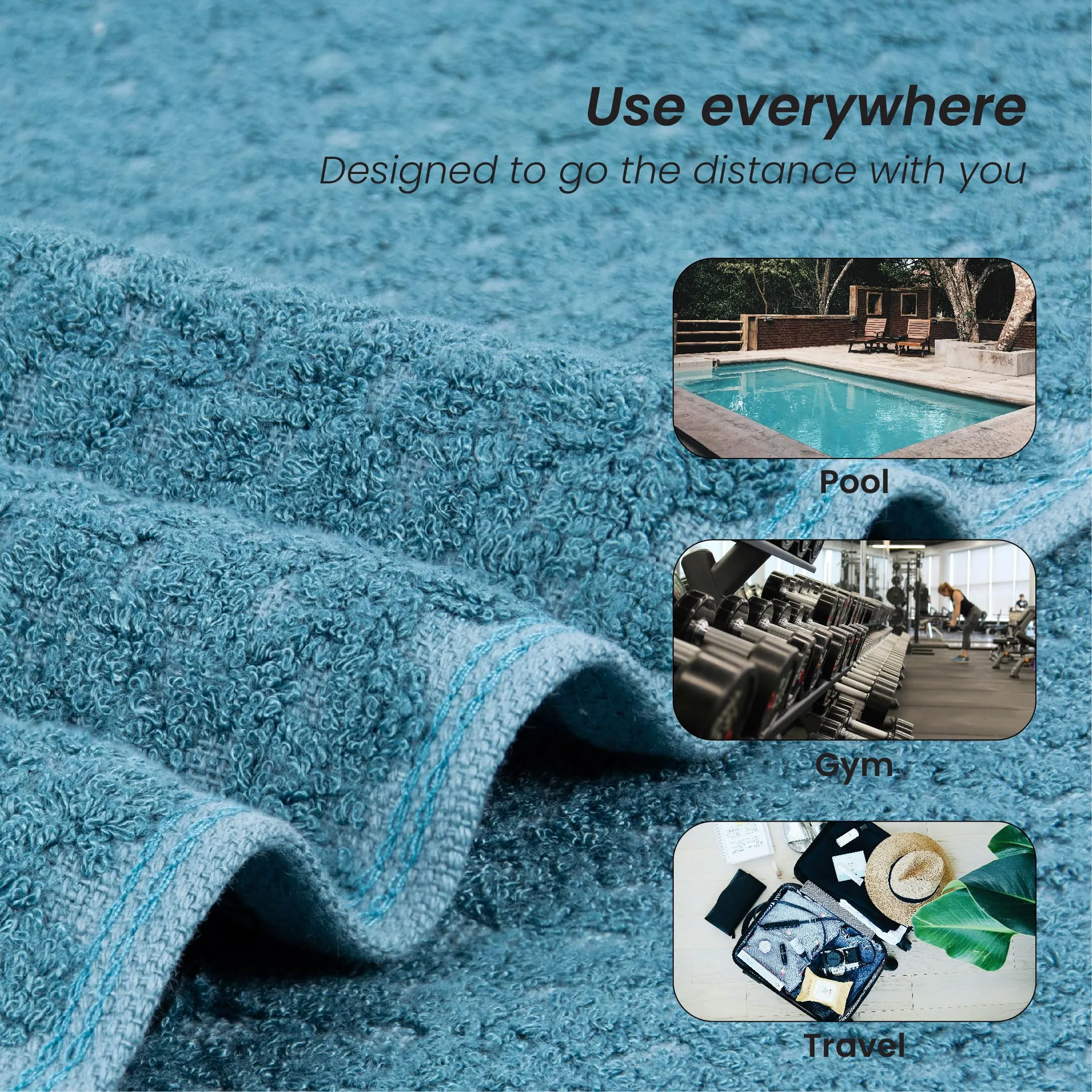 Mush Hearth & Haven Bamboo Towels for Bath Large Size | 450 GSM Bamboo Bath Towel for Men & Women | Soft, Highly Absorbent & Quick Dry | Pack of 2, 70 X 140 cms (Steel Blue & Teal)