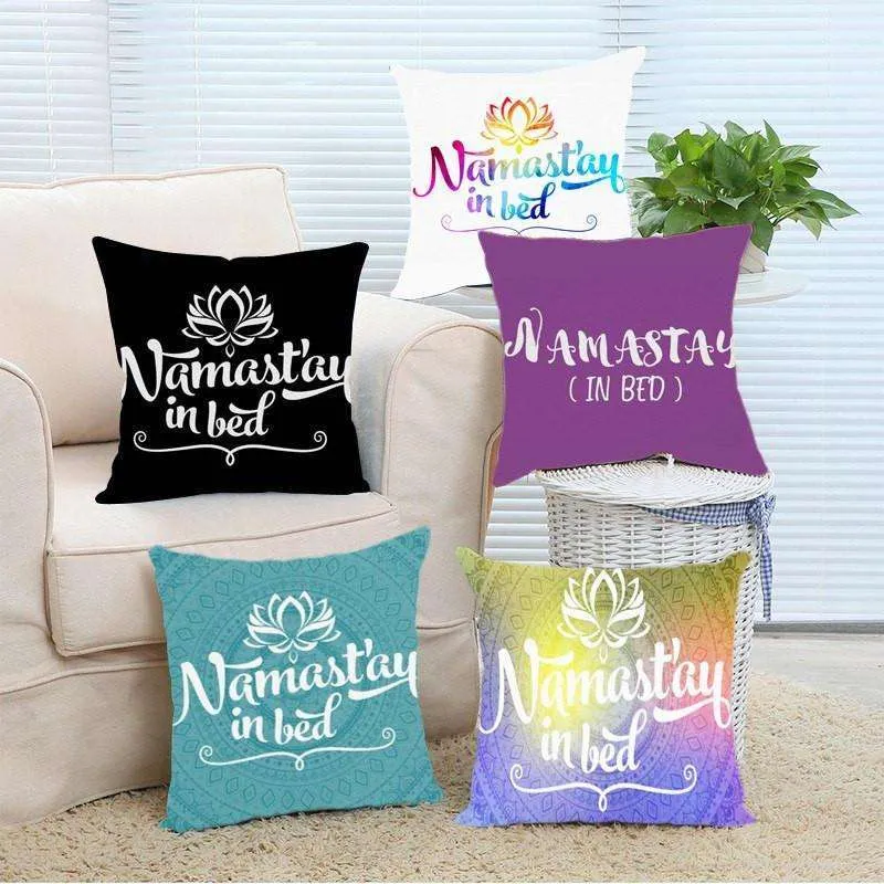 Namaste Zippered Throw Pillowcase