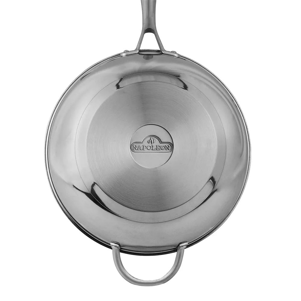 Napoleon Stainless Steel 12 Inch Wok Deep Contour With 2 Handles & Satin Finish