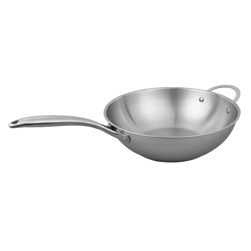 Napoleon Stainless Steel 12 Inch Wok Deep Contour With 2 Handles & Satin Finish