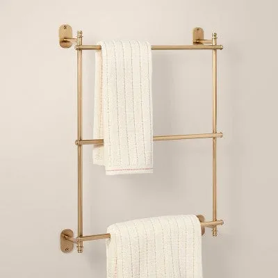 New - Wall-Mounted Brass Ladder Towel Rack Antique Finish - Hearth & Hand with Magnolia