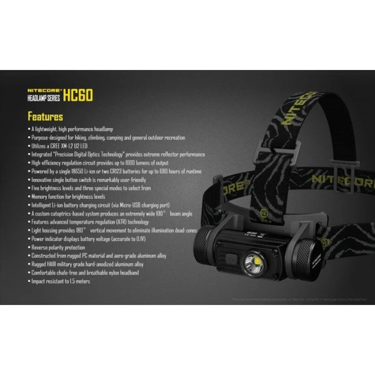 Nitecore HC60V2  1200 Lumens