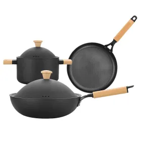 Non-Stick Carbon Steel 6Pcs Cookware Set Induction Safe