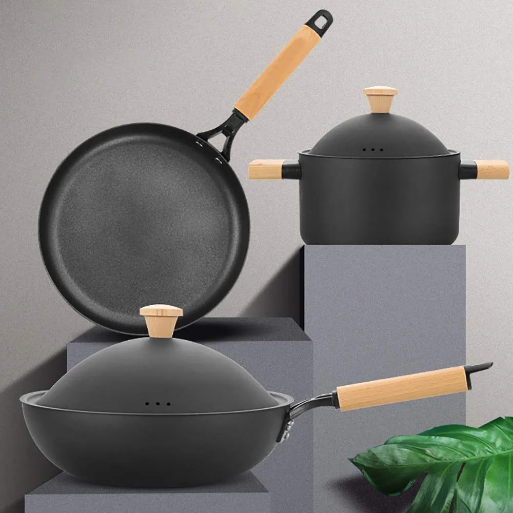 Non-Stick Carbon Steel 6Pcs Cookware Set Induction Safe